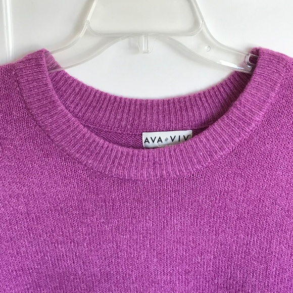 AVA & VIV Crew Neck Sweater Long Sleeve Purple Pink Women’s Plus Size 2X - Picture 2 of 13